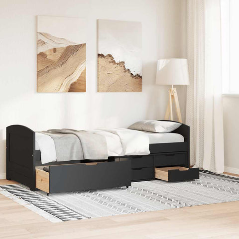 vidaXL Day Bed with 5 Drawers without Mattress IRUN Black 90x200 cm