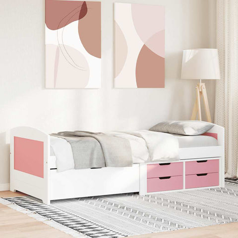 vidaXL Day Bed with 5 Drawers without Mattress IRUN White&Pink 90x200 cm