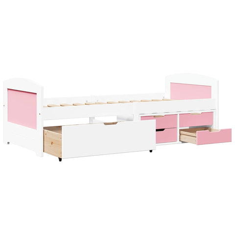vidaXL Day Bed with 5 Drawers without Mattress IRUN White&Pink 90x200 cm
