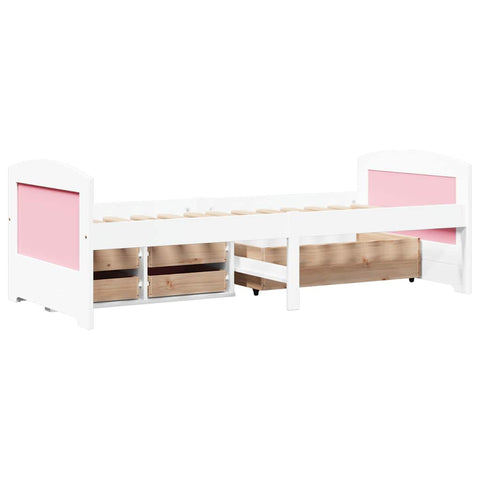 vidaXL Day Bed with 5 Drawers without Mattress IRUN White&Pink 90x200 cm