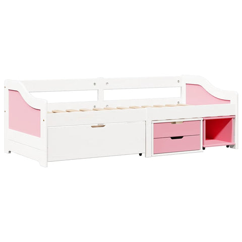 vidaXL Day Bed with 3 Drawers without Mattress IRUN White&Pink 90x200 cm