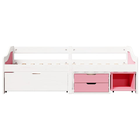 vidaXL Day Bed with 3 Drawers without Mattress IRUN White&Pink 90x200 cm