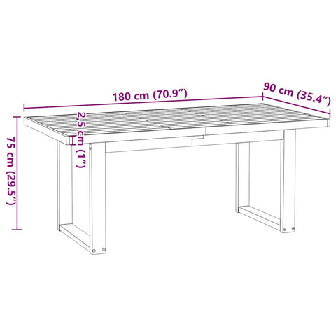 vidaXL Dining Table NOAIN U-Shaped Legs 180x90x75 cm Solid Wood Pine