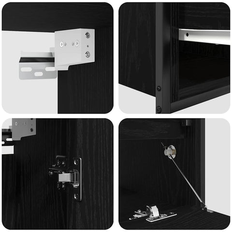 vidaXL Bathroom Furniture Set with Shelf 5 pcs Black 76.5 x 35 x 95 cm