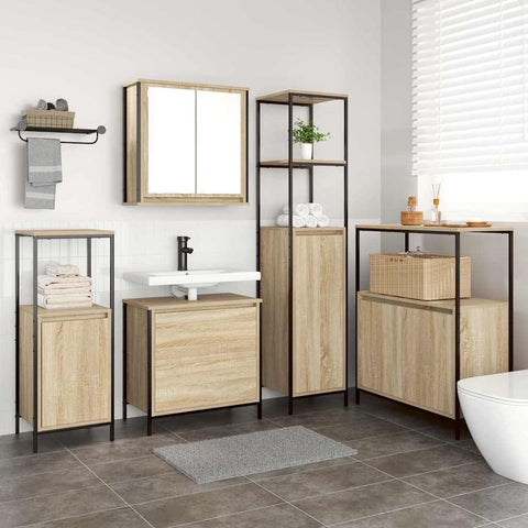 vidaXL Bathroom Furniture Set with Shelf 5 pcs Beige 76.5 x 35 x 95 cm