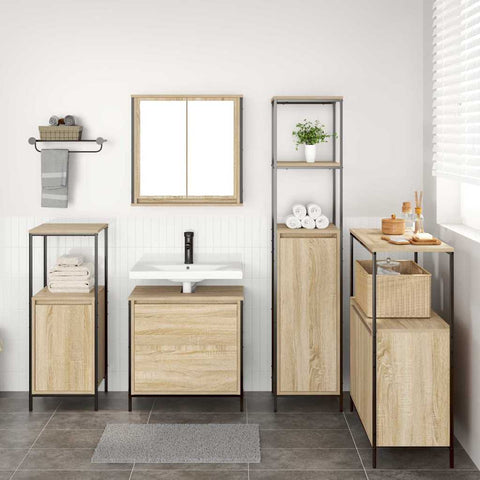 vidaXL Bathroom Furniture Set with Shelf 5 pcs Beige 76.5 x 35 x 95 cm