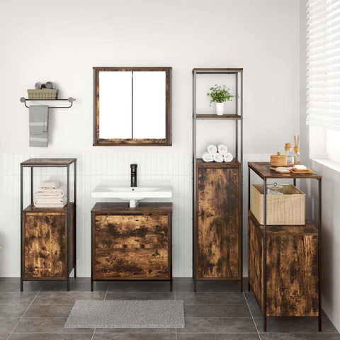 vidaXL Bathroom Furniture Set with Shelf 5 pcs Brown 76.5 x 35 x 95 cm