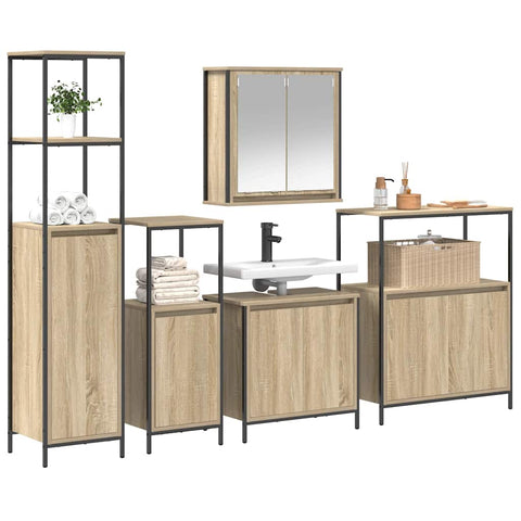 vidaXL 5-Piece Bathroom Furniture Set in Sonoma Oak Engineered Wood