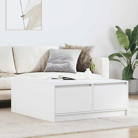 vidaXL Coffee Table with Drawers White 100x100x40 cm