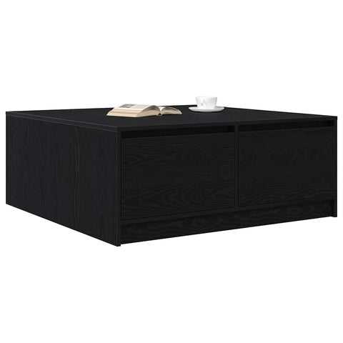 vidaXL Coffee Table with Drawers Black Oak 100x100x40 cm