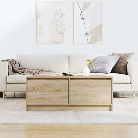 vidaXL Coffee Table with Drawers Sonoma Oak 100x100x40 cm