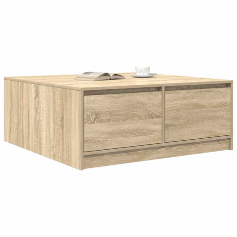 vidaXL Coffee Table with Drawers Sonoma Oak 100x100x40 cm