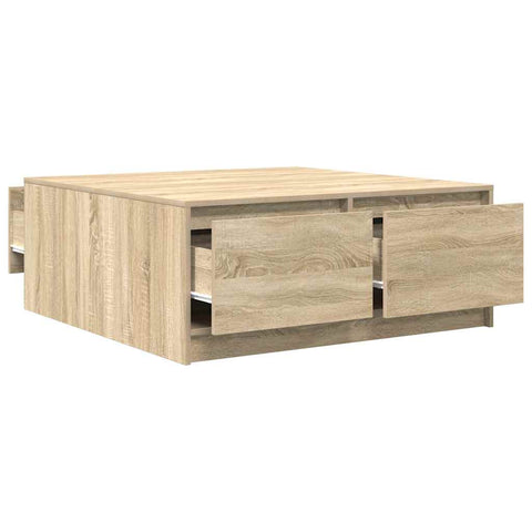 vidaXL Coffee Table with Drawers Sonoma Oak 100x100x40 cm