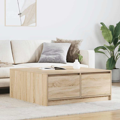 vidaXL Coffee Table with Drawers Sonoma Oak 100x100x40 cm