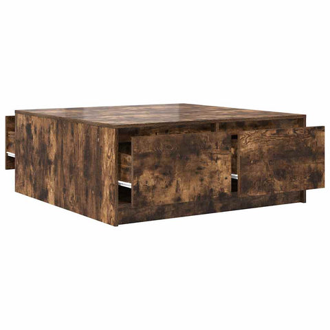 vidaXL Coffee Table with Drawers Smoked Oak 100x100x40 cm