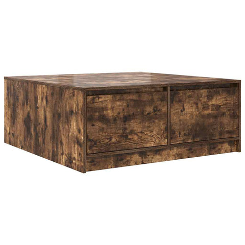 vidaXL Coffee Table with Drawers Smoked Oak 100x100x40 cm