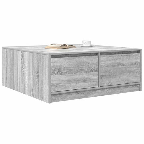 vidaXL Coffee Table with Drawers Grey Sonoma 100x100x40 cm