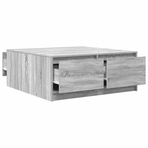 vidaXL Coffee Table with Drawers Grey Sonoma 100x100x40 cm