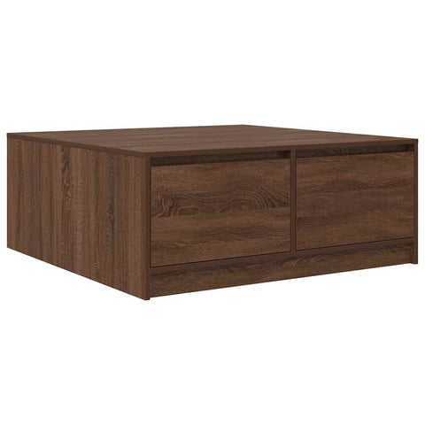 vidaXL Coffee Table with Drawers Brown Oak 100x100x40 cm