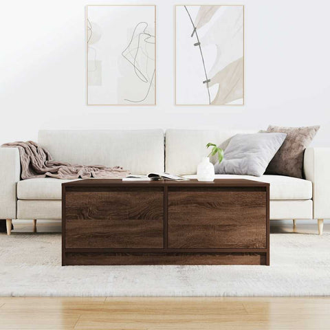 vidaXL Coffee Table with Drawers Brown Oak 100x100x40 cm