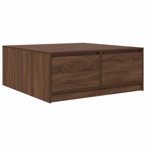 vidaXL Coffee Table with Drawers Brown Oak 100x100x40 cm