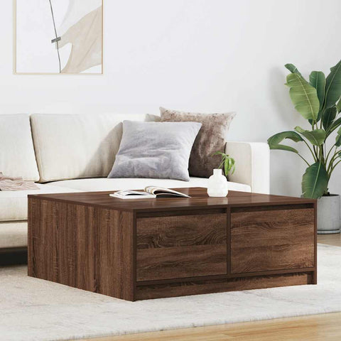 vidaXL Coffee Table with Drawers Brown Oak 100x100x40 cm