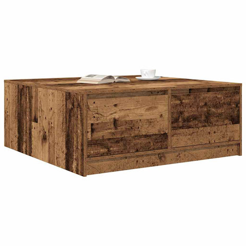 vidaXL Coffee Table with Drawers Old Wood 100x100x40 cm
