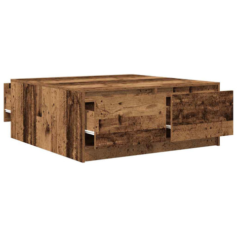 vidaXL Coffee Table with Drawers Old Wood 100x100x40 cm