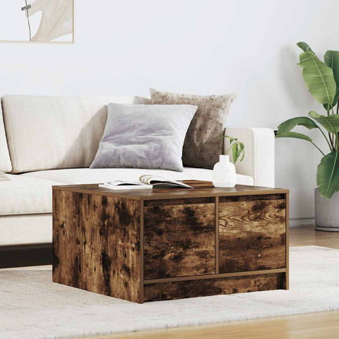vidaXL Coffee Table with Drawers Smoked Oak 70.5x70x40 cm