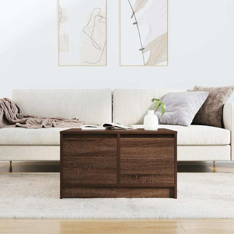 vidaXL Coffee Table with Drawers Brown Oak 70.5x70x40 cm