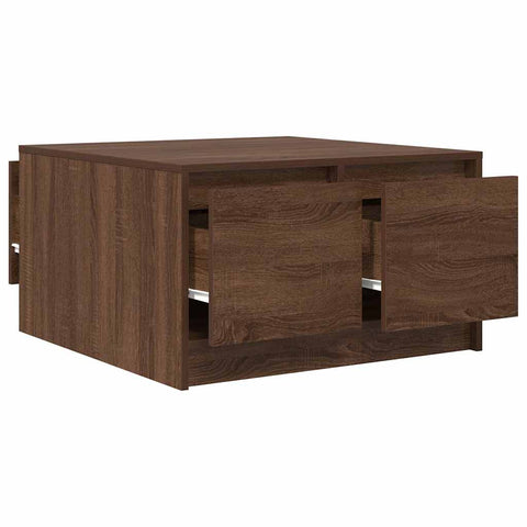 vidaXL Coffee Table with Drawers Brown Oak 70.5x70x40 cm