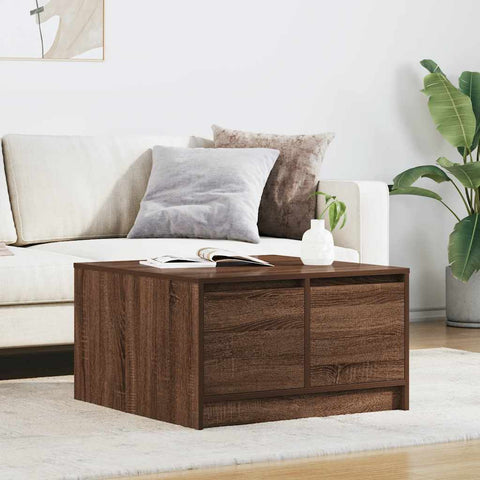 vidaXL Coffee Table with Drawers Brown Oak 70.5x70x40 cm