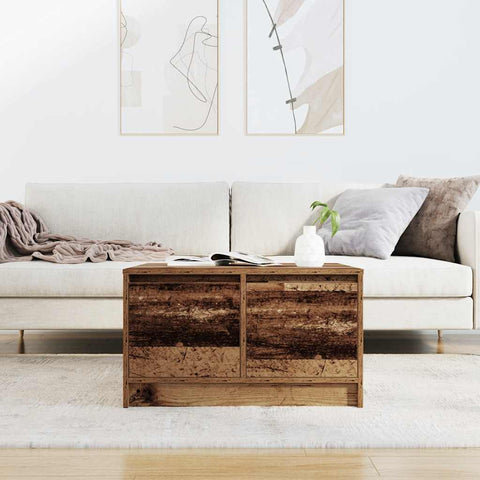 vidaXL Coffee Table with Drawers Old Wood 70.5x70x40 cm
