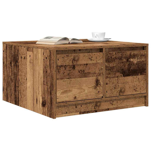 vidaXL Coffee Table with Drawers Old Wood 70.5x70x40 cm