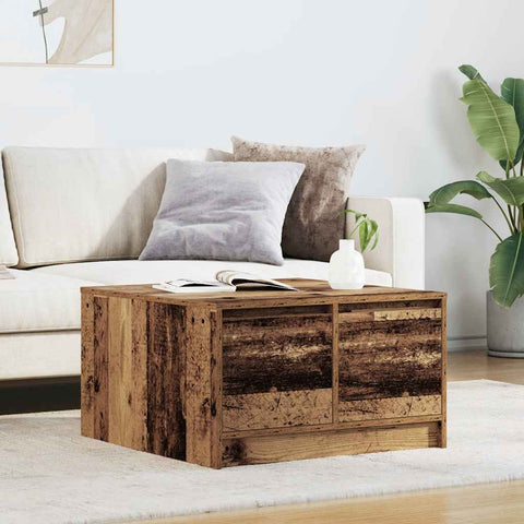 vidaXL Coffee Table with Drawers Old Wood 70.5x70x40 cm