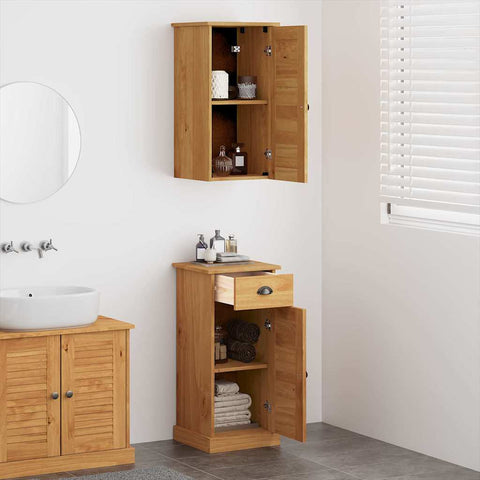 vidaXL Bathroom Furniture Set with Drawer with Shelf with Storage with Door 2 pcs Brown and Honey brown