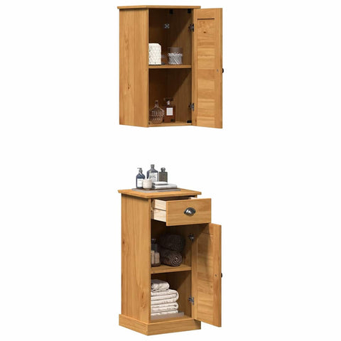 vidaXL Bathroom Furniture Set with Drawer with Shelf with Storage with Door 2 pcs Brown and Honey brown