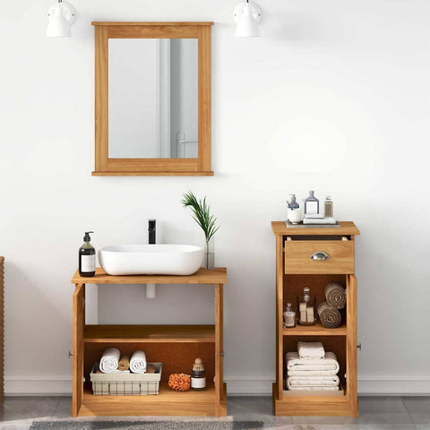 vidaXL Bathroom Furniture Set with Drawer with Shelf Wall-mounted with Storage with Mirror 3 pcs Brown 37 x 34 x 80 cm