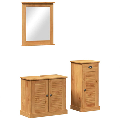 vidaXL Bathroom Furniture Set with Drawer with Shelf Wall-mounted with Storage with Mirror 3 pcs Brown 37 x 34 x 80 cm