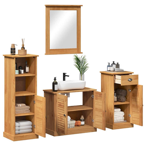 vidaXL Bathroom Furniture Set 4 pcs Honey brown 37 x 34 x 110 cm