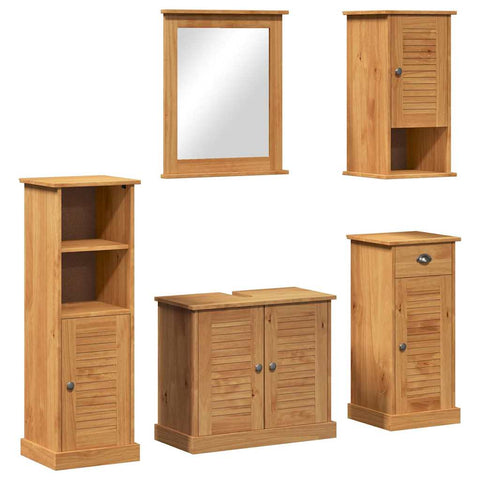 vidaXL Bathroom Furniture Set 5 pcs Honey brown 37 x 34 x 110 cm