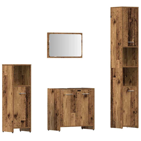 vidaXL 4 Piece Bathroom Furniture Set Old Wood Engineered Wood