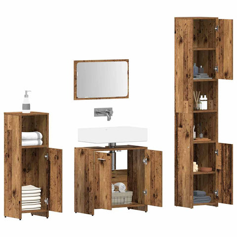vidaXL 4 Piece Bathroom Furniture Set Old Wood Engineered Wood