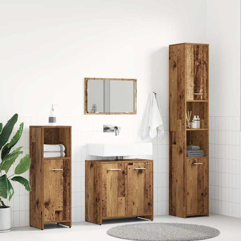 vidaXL 4 Piece Bathroom Furniture Set Old Wood Engineered Wood