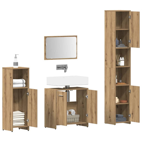 vidaXL 4 Piece Bathroom Furniture Set Artisan Oak Engineered Wood