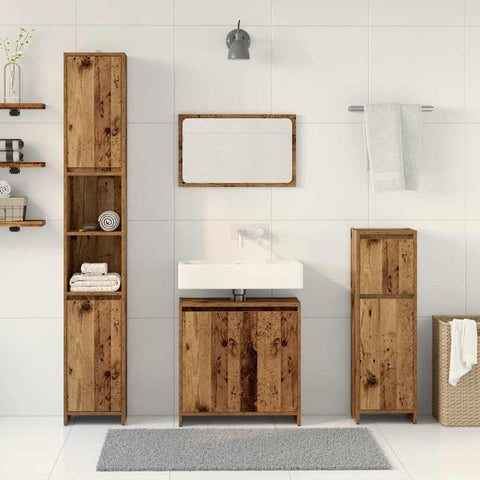vidaXL 4 Piece Bathroom Furniture Set Old Wood Engineered Wood