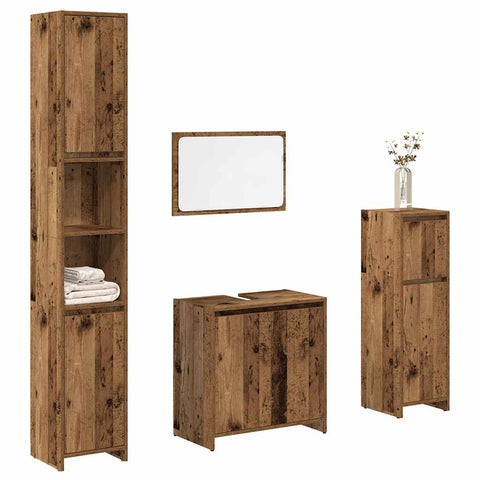 vidaXL 4 Piece Bathroom Furniture Set Old Wood Engineered Wood
