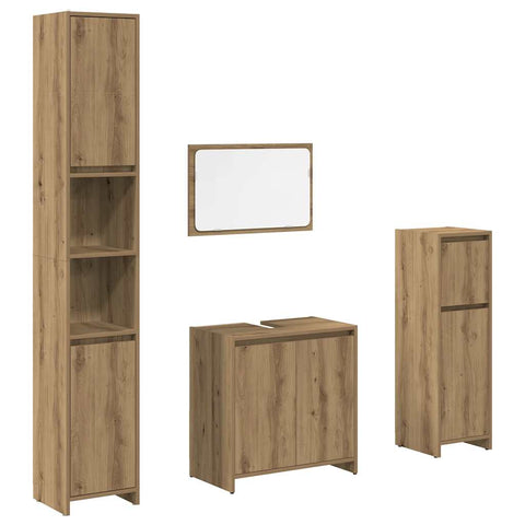 vidaXL 4 Piece Bathroom Furniture Set Artisan Oak Engineered Wood