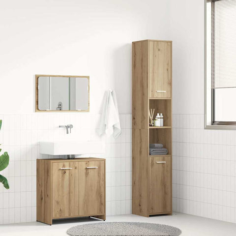 vidaXL 3 Piece Bathroom Furniture Set Artisan Oak Engineered Wood