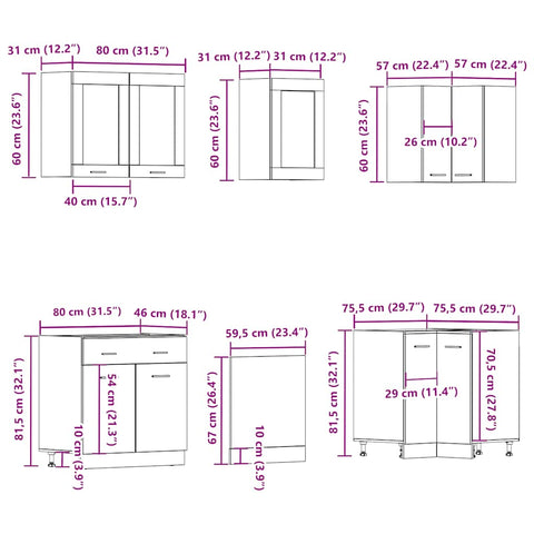 vidaXL 11 Piece Kitchen Cabinet Set Lyon Old Wood Engineered Wood